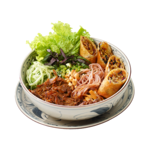 Bún Nấm nướng chả giò